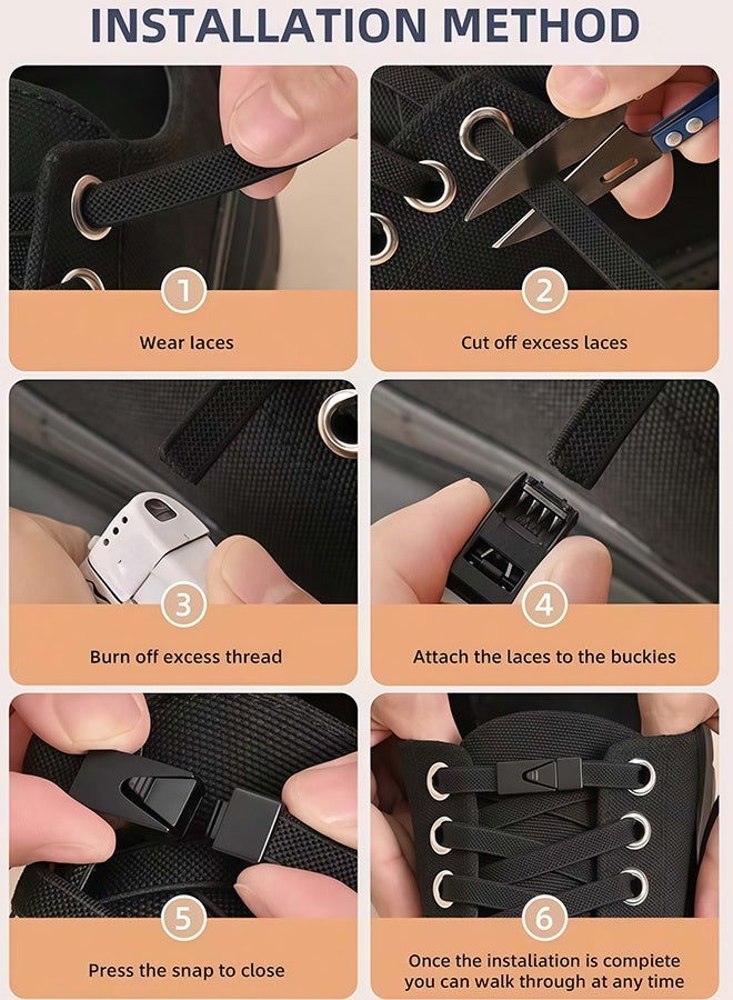 Pair of Elastic Self Lacing Shoe Straps with Interchangeable Buckles Adjustable Durable Shoe Accessories for Men Women Sports Casual Shoes Ideal for Daily Activewear  Outdoor Activities,Grey - Image 5